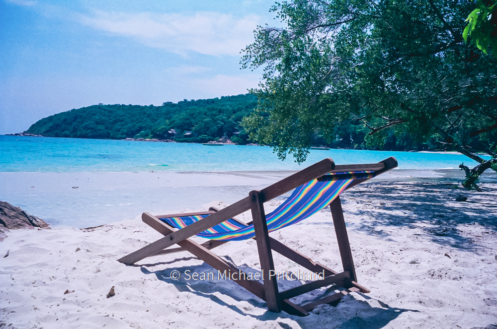 deck chair sand beach paradise