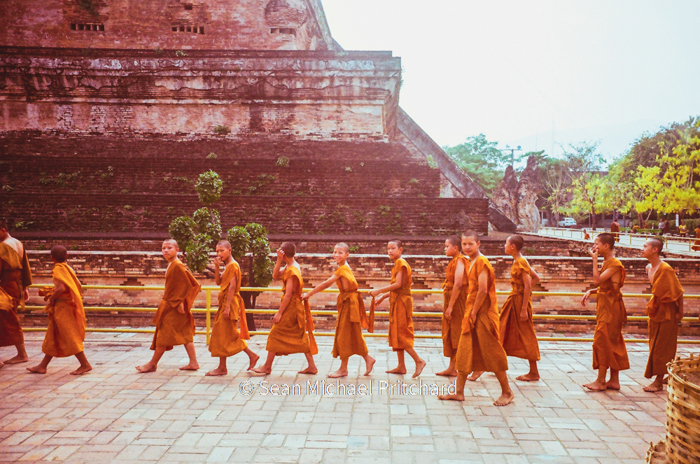 child monk asia temple vintage
