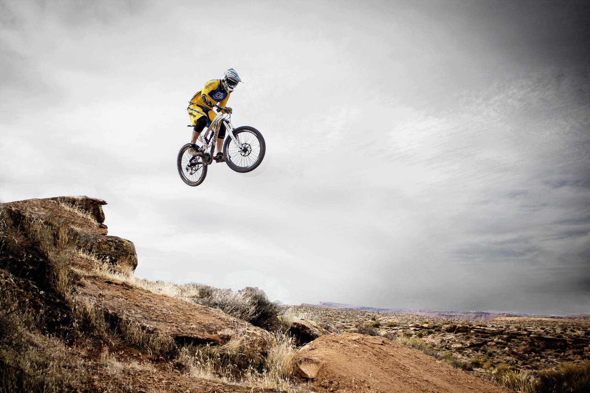 action photography of mountain biking