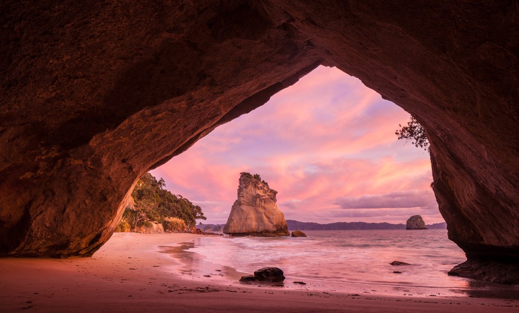 cathedral cove sunrise image